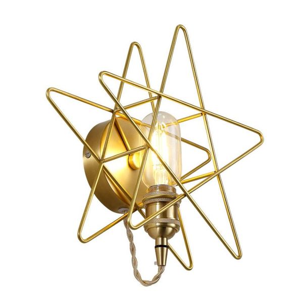 

modern led wall light industrial decor gold black star lamp bedroom luminarias bedside living room vintage