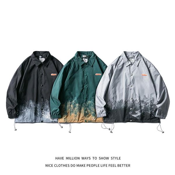 

spring&autumn snow mountain print pattern thin men's pizex jacket women's oversize coat varsity casual street jackets, Black;brown