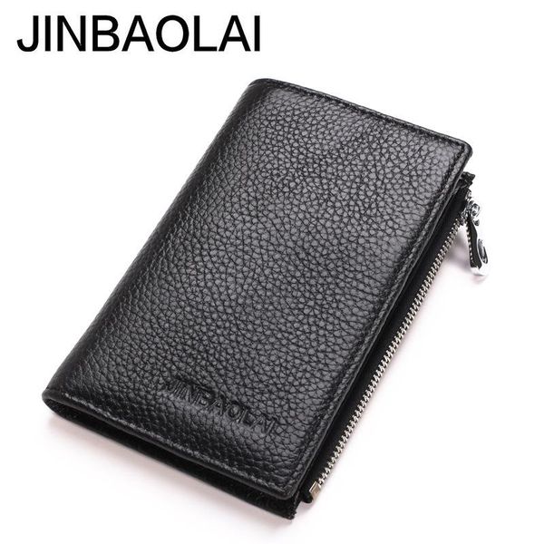 

full-grain leather men's zip multi-card card holder wallet case wallets, Red;black