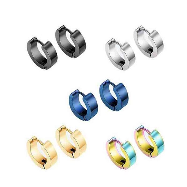

hoop & huggie fashion jewelry 2021 earrings simple punk stainless steel men's cross-border, Golden;silver