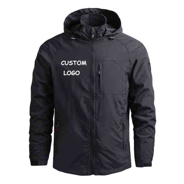 

2021 autumn new men waterproof hooded custom your windbreaker jacket coat casual outdoor hiking tactics military, Black;brown