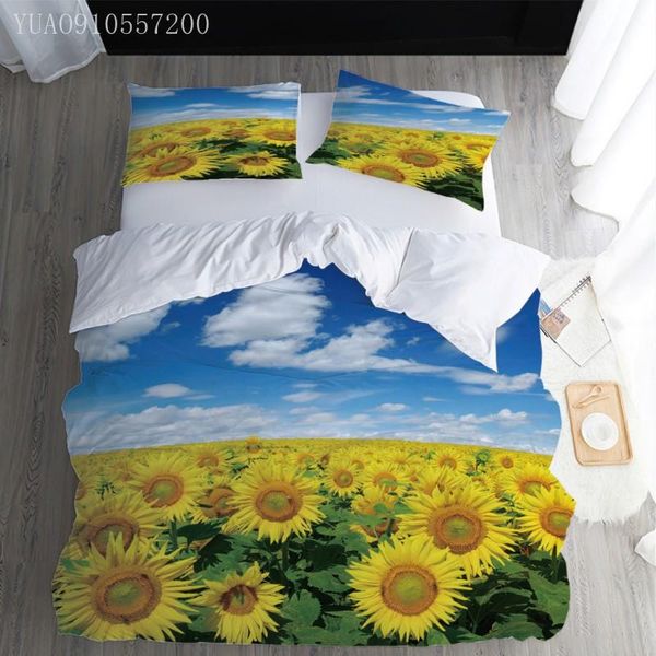 

bedding sets 3d flower printed quilt cover sunflower home decoration children duvet and pillowcase drop
