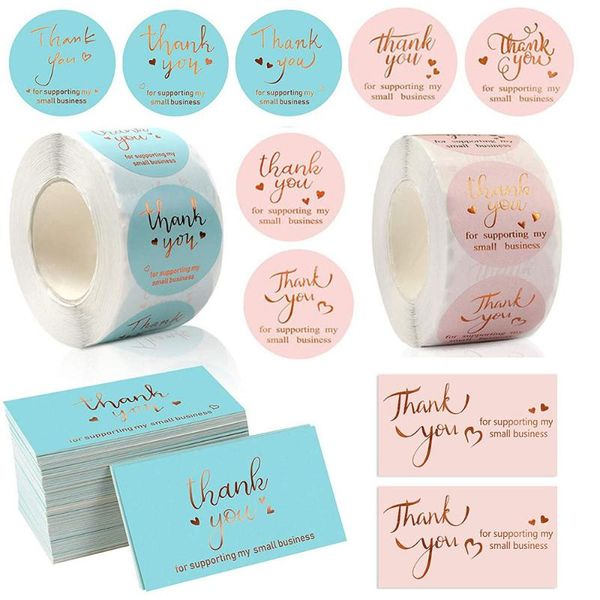 

greeting cards 120/500pcs thank you stickers/cards for supporting my small business candy bags paper seal label stickers party supplies