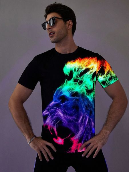 

men reflective animal print tee 38dn#, White;black