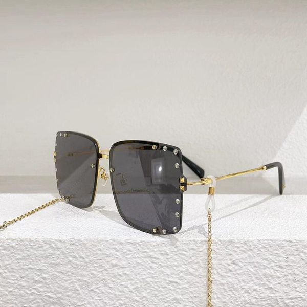 

sunglasses square rivet decoration ve3190 pochromic gray brown women's fashion men's glasses comes with chain, White;black