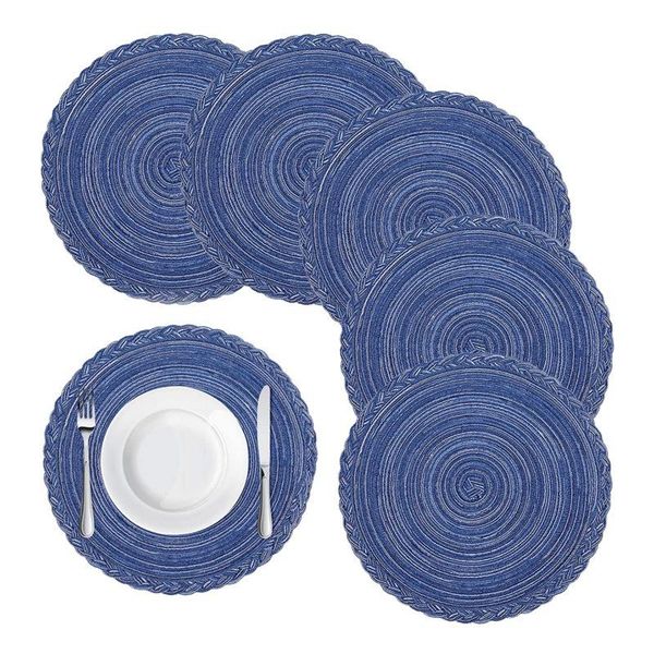 

round woven placemat, set of 6 perfect for fall, dinner parties, bbqs, christmas parties and everyday use,15 inch mats & pads