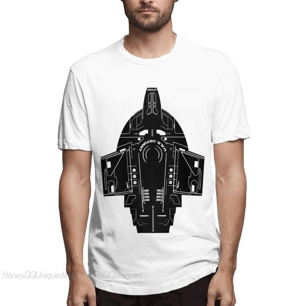 

men's t-shirts star stek science fiction space travel 2021 arrival t-shirt stencil uss defiant design shirt crewneck cotton for men tsh, White;black