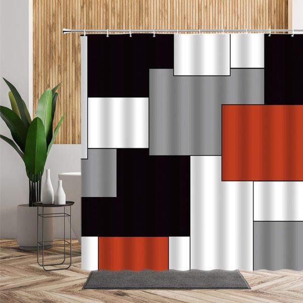 

black white grey red plaid bath shower curtain geometric pattern curtains originality colored backdrop fabric 3d bathroom decor