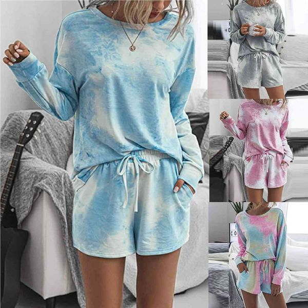 

tracksuits sport suit women's wear home comfort fashion tie dye printed, Gray