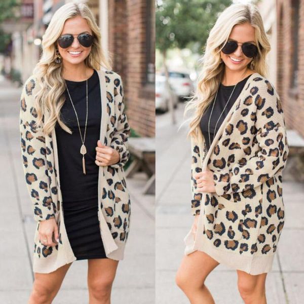 

women's trench coats cardigan leopard comfortable slim jacket fashion style printed coat for women long, Tan;black
