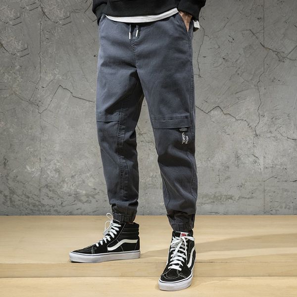 

jeans fashion streetwear men jeans loose fit spliced designer casual cargo pants japanese style hip hop joggers wilde leg trousers, Blue
