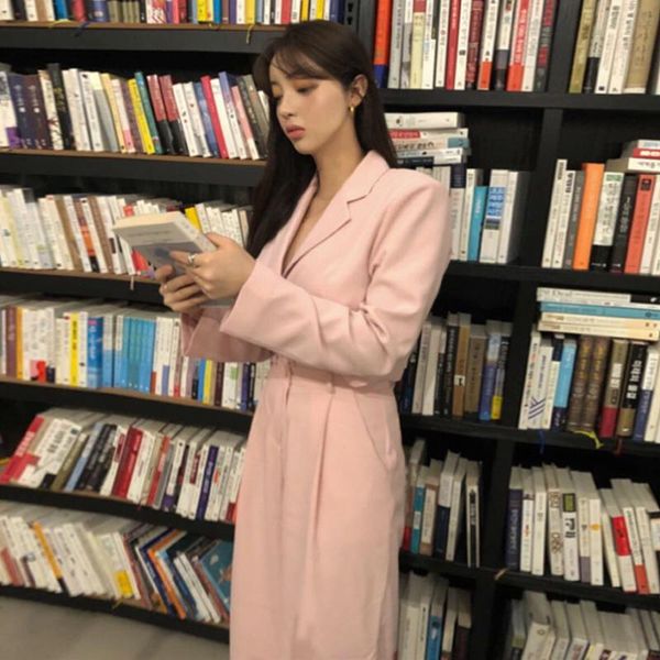 

women's suits & blazers korean pink suit version of the versatile lapel short jacket + casual high waist wide leg trousers two-piece, White;black