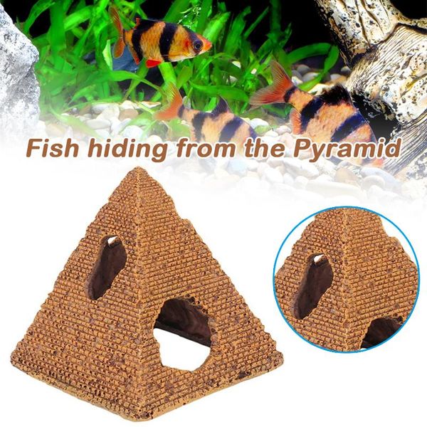 

decorations fish pyramid hiding cave resin aquarium miniature ornament decorative shrimp habitat decor for home office l66