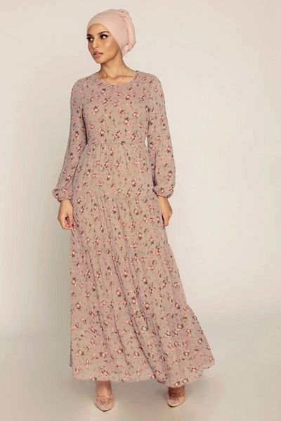 

ethnic clothing muslim dress women middle east fashion print floral chiffon malaysia southeast asia abaya dubai turkey long dresses, Red