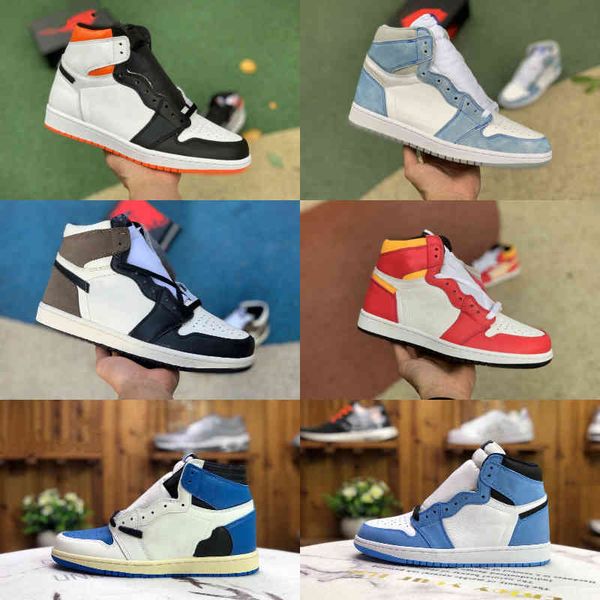 

mens 1 high og basketball shoes 1s electro orange university blue silver royal toe black metallic gold mid smoke grey unc patent men women t