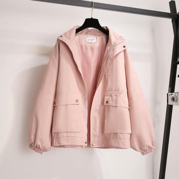 

women's jackets winter jacket solid color punk harajuku long sleeve large size loose vintage female ins couple cargo hooded pocket, Black;brown