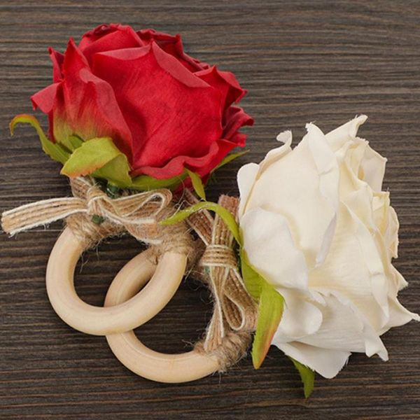 

napkin rings 2pcs simulation flower faux pink rose ring serviette buckles holder for party table decor wedding