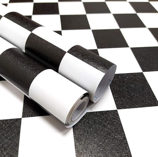 

black and white checkered contact paper decorative self adhesive wallpaper removable peel stick for bathroom decor wallpapers
