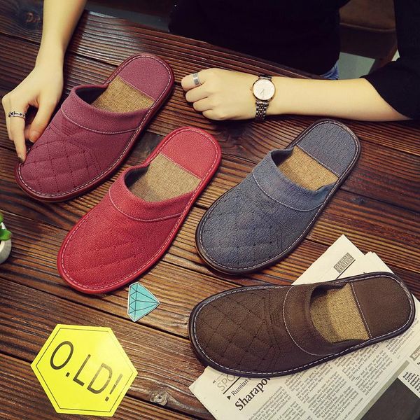 

slippers leather autumn winter men and women couples indoor household wood flooring waterproof non-slip thick cotton, Black