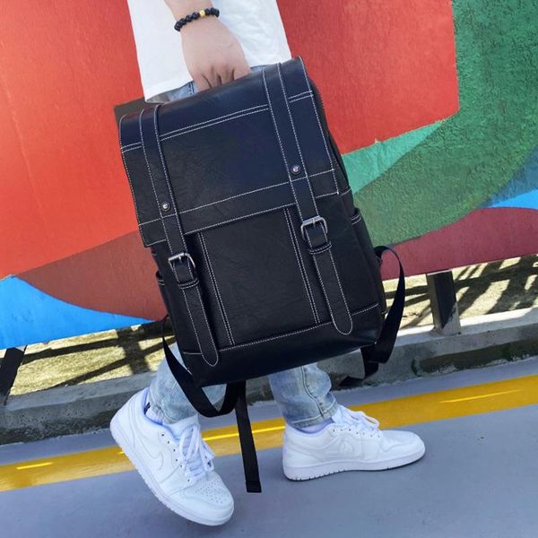 

backpack men's backpacks style bags pu student fashion school trend travel casual