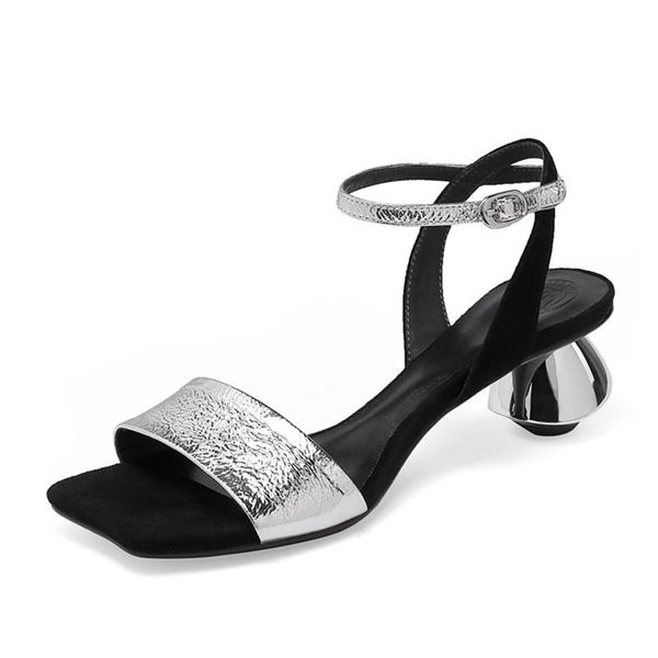

high heels sandals women ankle strappy summer genuine leather shoes woman retro wedding party, Black