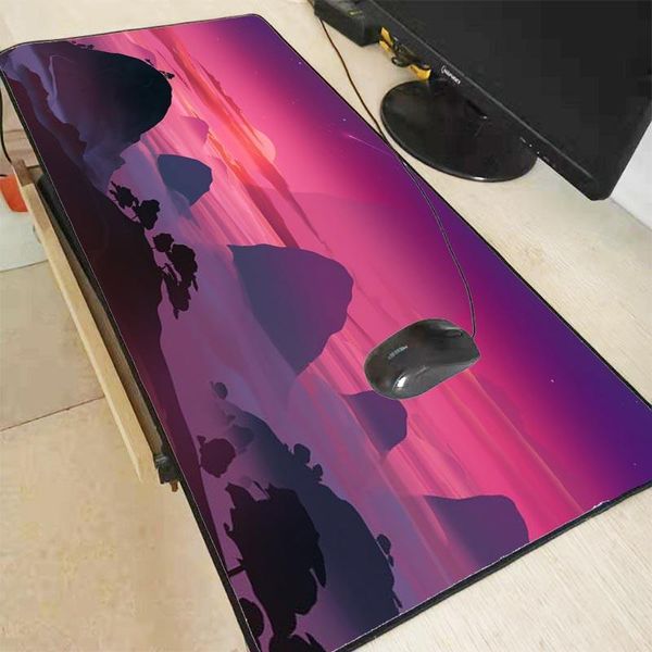 

mouse pads & wrist rests mrg extra large pink sunse pad computer gaming mousepad anti-slip natural rubber with locking edge mat