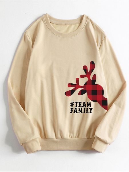 

1pc christmas elk & letter graphic pullover 74lh#, White;black