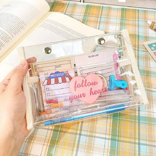 

pencil bags pvc cartoons pattern case transparent animal pens bag stationery pouch school supplies large capacity storage