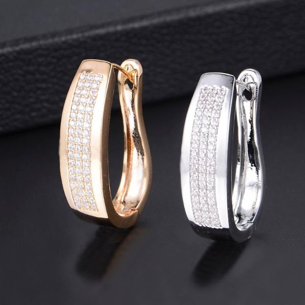 

hoop & huggie kellybola trendy geometry oval circle wide surface earrings full cz inlaid fashion jewelry daily wearing, Golden;silver
