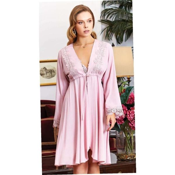 

women's sleepwear nightgown and dressing gown pajamas set is worn on a comfortable bed at home with cotton soft. keeping it soft comfo, Black;red