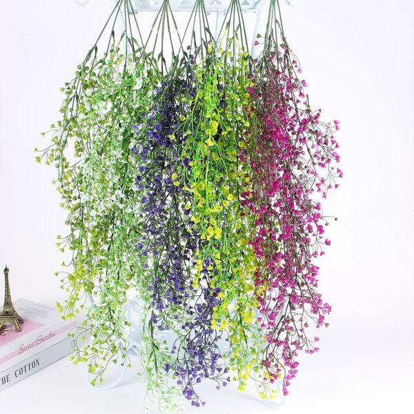 

decorative flowers & wreaths simulation wall hanging basket decoration green leaf floral rattan home plant decor