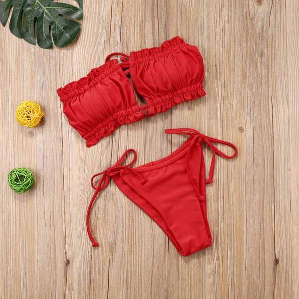 

women's swimwear two pieces suit strap-backless bra + triangle panties, White;black