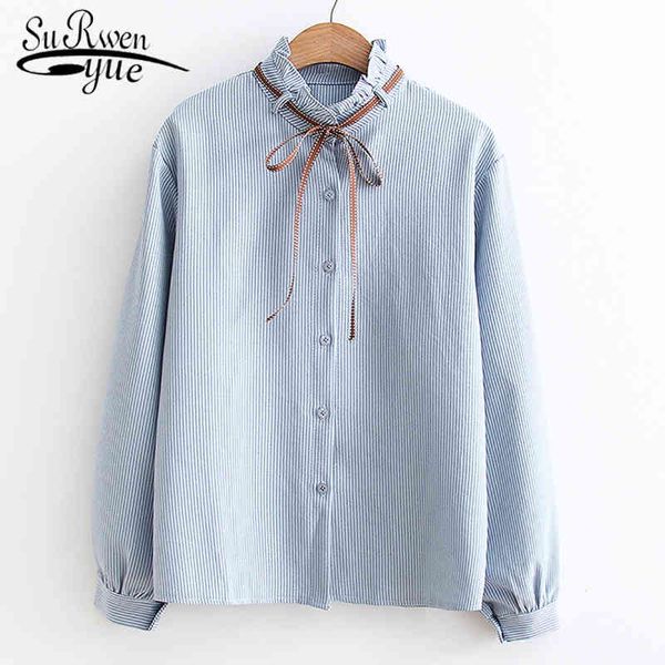 

autumn casual sweet women blouse button clothing elegant long sleeve bow fashion s and blouses 5143 50 210521, White