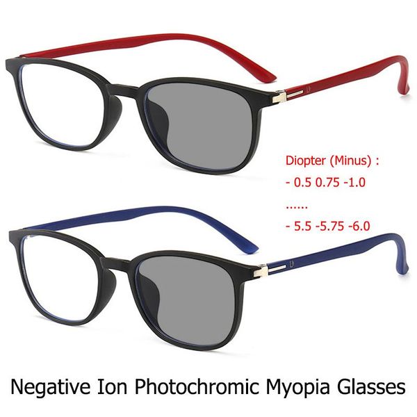

sunglasses pochromic finished myopia glasses negative ion eyewear frame rectangular tr90 flexible color change, White;black