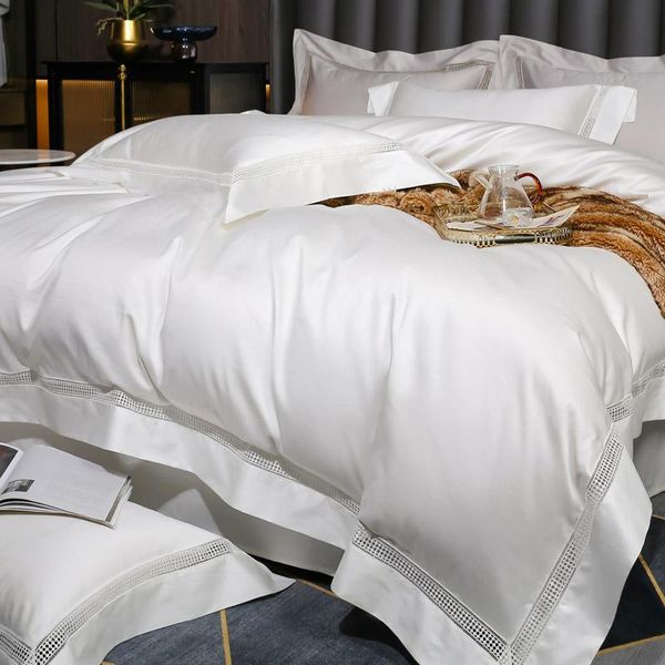 

bedding sets 100s egyptian cotton set hollow lace quilt cover duvet flat/fitted bed sheet pillowcases long-staple el