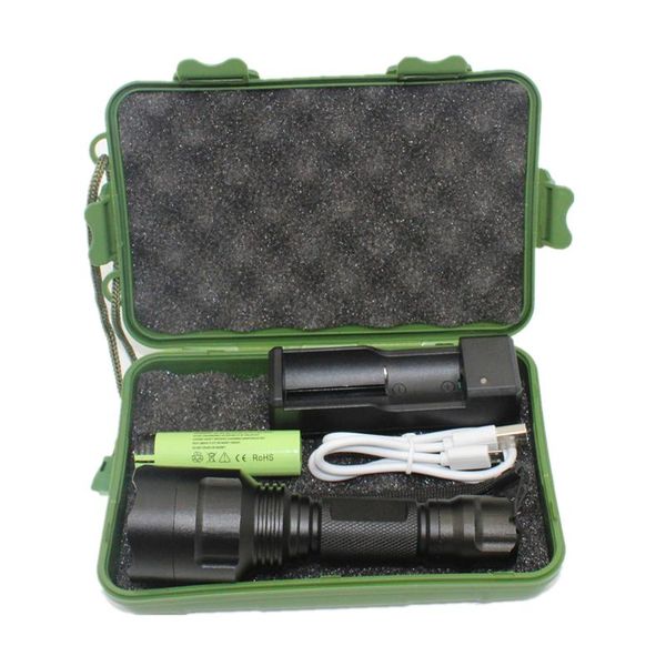 

portable led l2 xm-l2 1200 lumen hunting bike light aluminum torch 18650 battery usb charger gift box flashlights torches