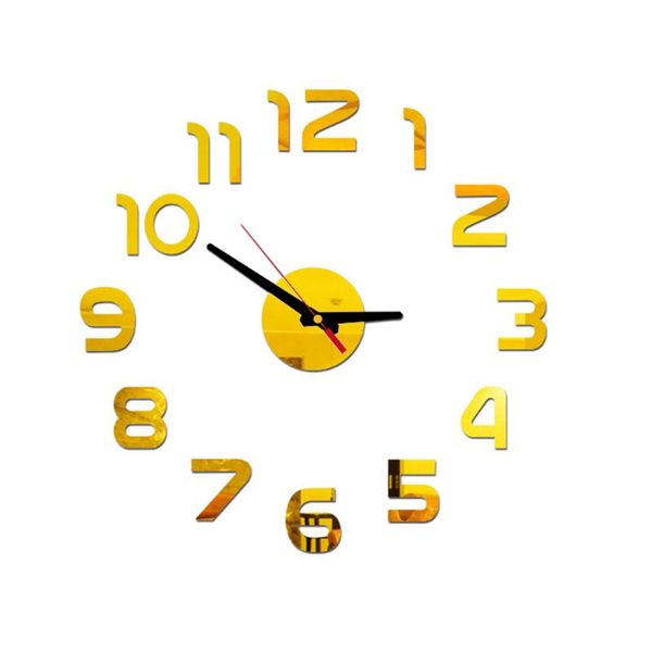 

acrylic 3d wall clock mirror sticker diy brief home living room decorations clocks