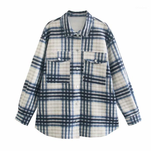 

women's jackets bbwm 2021 autumn women blue plaid elegant single breasted vintage lapel long sleeve loose jacket female streetwear casu, Black;brown