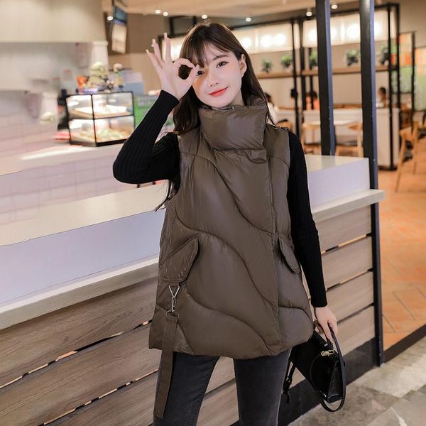 

women's vests 2021 winter vest women coat warm stand-up collar waistcoat female fashion lady sleeveless jacket outerwear, Black;white