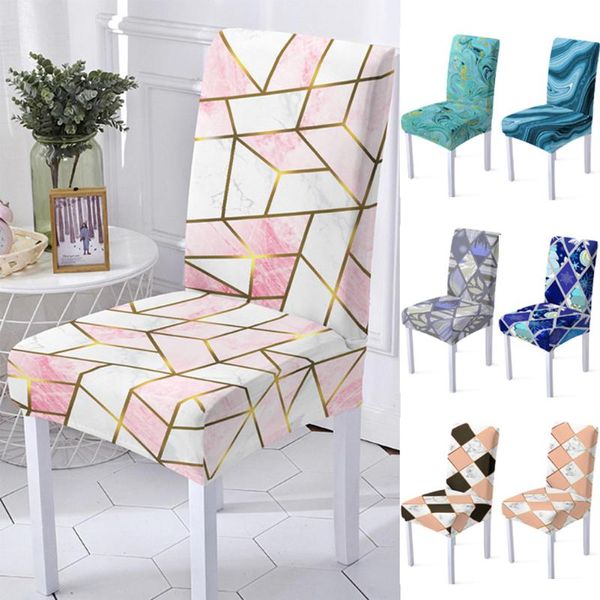 

chair covers 1/2/4/6pcs marble printing elastic cover stretch washable slip for dining room office funda silla