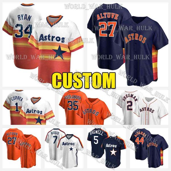 

27 jose altuve jersey 34 nolan ryan 2 alex bregman 44 yordan alvarez 7 craig biggio astros 1 carlos correa jeff bagwell 35 justin verlander, Blue;black