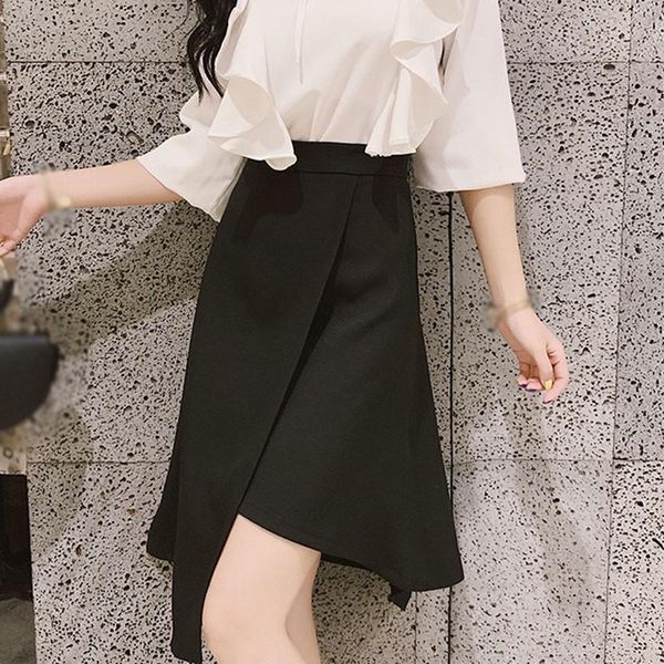 

skirts 2021 spring summer black for women fashion slim irregular hem solid color skirt streetwear trendy wild high waist