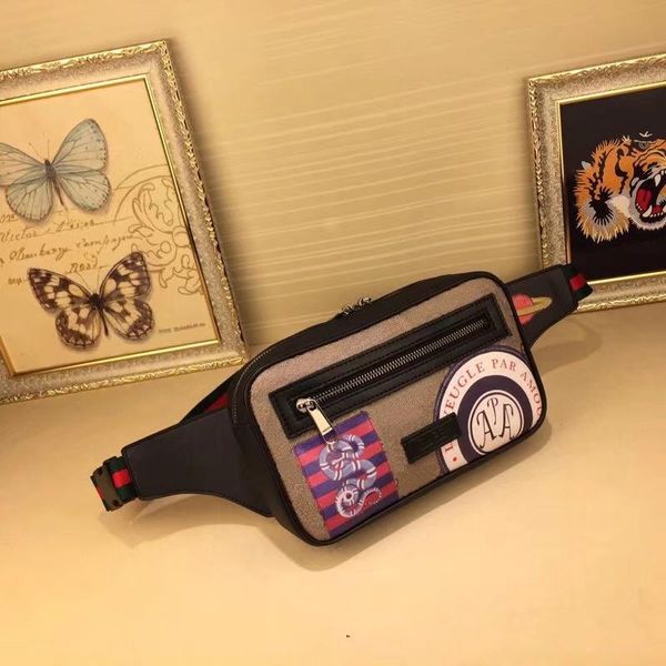 

fashion waist bags for men w24xh14xd5cm real leather pvc bags printed designer waistpacks for man chest bag