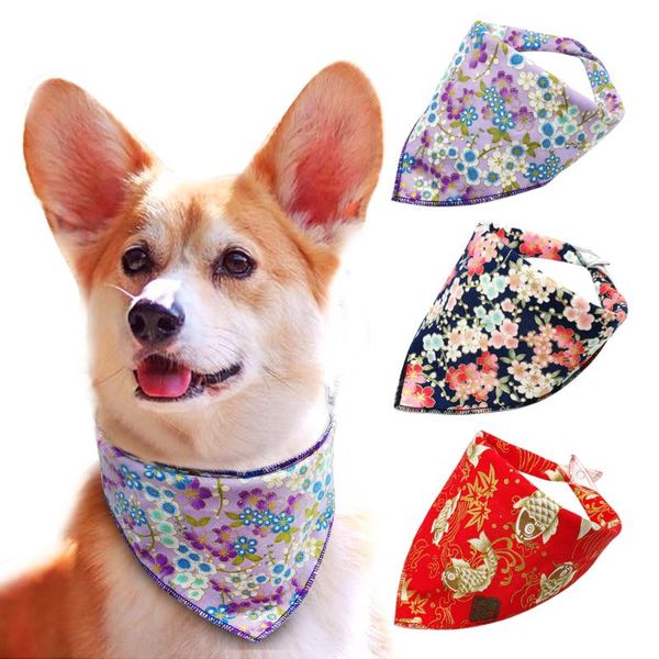 

dog collars & leashes print flower pet collar rural pastoral style scarf bandage classic bandanas for small dogs adjustable cats