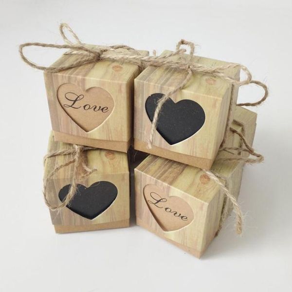 

gift wrap 10/50/100pcs kraft paper candy box love heart crown gifts party favors for guests wedding baby shower birthday decoration