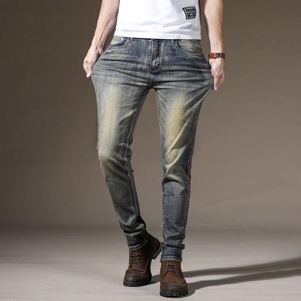

men's jeans summer retro nostalgic type stretch slim pants thin casual all-match denim straight-leg, Blue