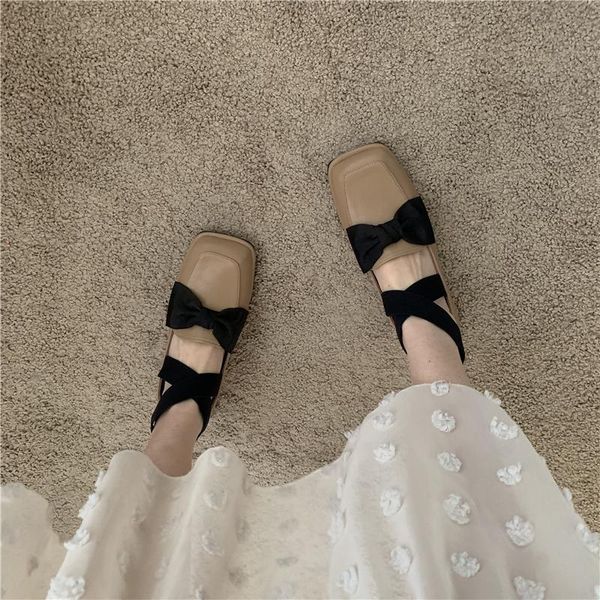 

dress shoes sweet women's leather pumps med heels square toe butterfly-knot black khaki m4