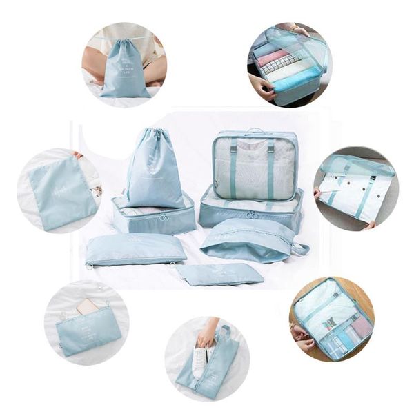 

storage bags travel bag seven-piece clothes finishing portable large capacity polyester waterproof clothing