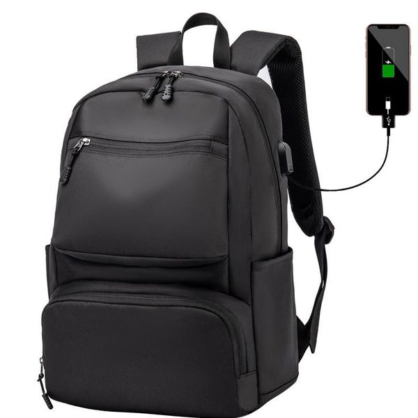 

backpack usb cable waterproof oxford zipper large capacity 17-inch lapbags for school bag travel work casual rucksack
