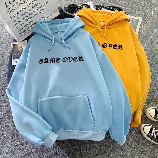 

women's hoodies & sweatshirts sweatshirt women game over letter printed plus velvet pullover fashion female hoody coat autumn winter tr, Black